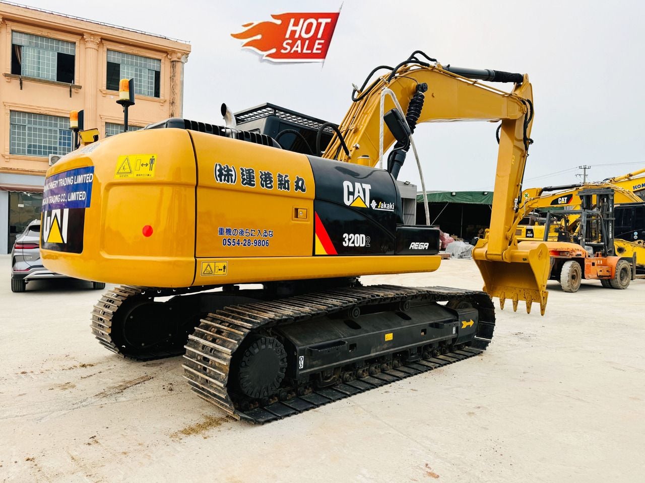 2022 Caterpillar 320D2 crawler excavator, rear three-quarter view
