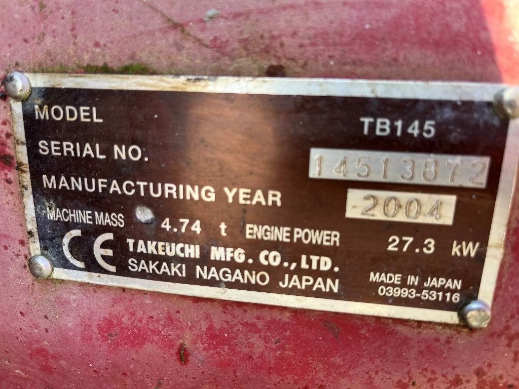 2004 Takeuchi TB145 identification plate