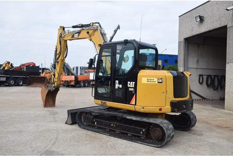 2018 Caterpillar 308E2CR mini excavator, rear three-quarter view