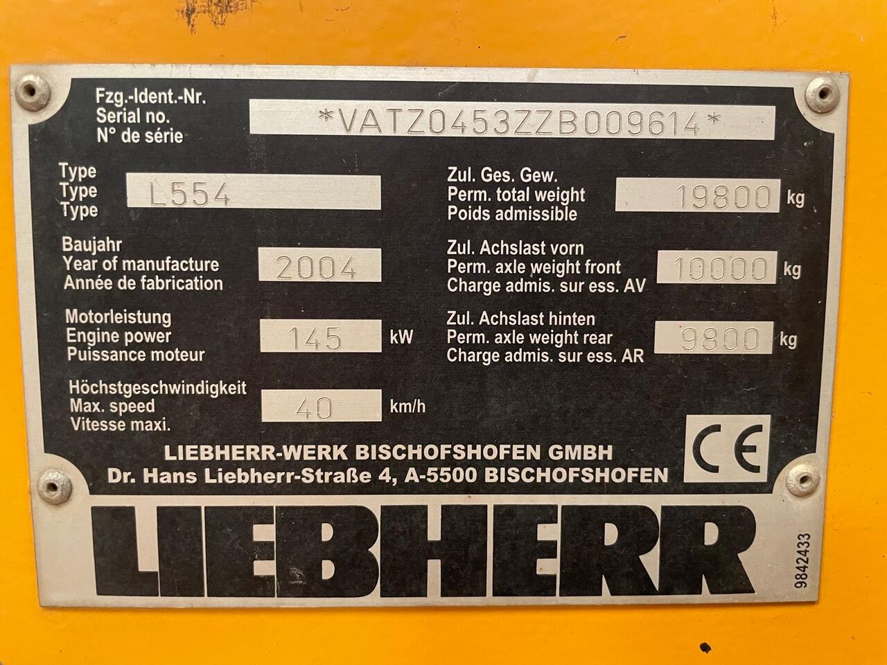 2004 Liebherr 554 Wheel Excavator 2004 Liebherr 554 Wheel Excavator