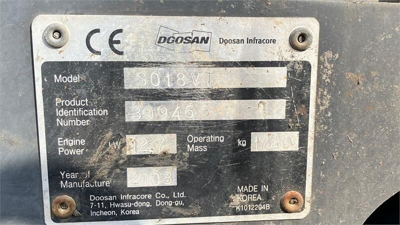 2008 Doosan 018VT Crawler Excavator 2008 Doosan 018VT Crawler Excavator