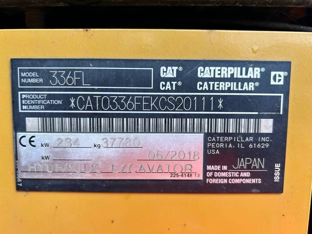 2018 Caterpillar 336FL Crawler Excavator 2018 Caterpillar 336FL Crawler Excavator
