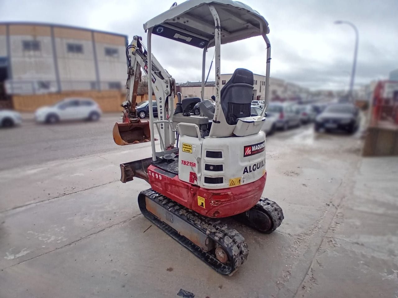 2019 Takeuchi TB215R mini excavator, rear three-quarter view 2019 Takeuchi TB215R mini excavator, rear three-quarter view