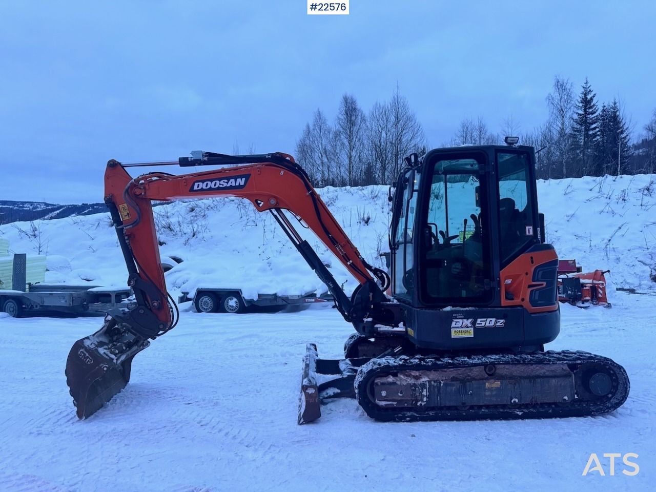 2022 Doosan DX50Z-7 mini excavator, side view 2022 Doosan DX50Z-7 mini excavator, side view
