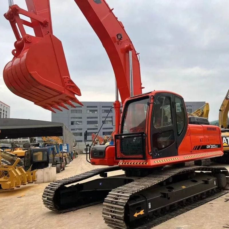 2023 Doosan DX300.LC crawler excavator, front three-quarter view