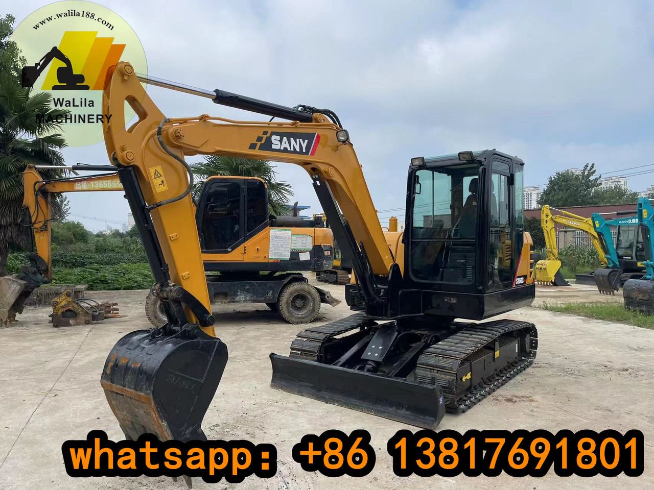 2023 Sany SY60C mini excavator, front three-quarter view
