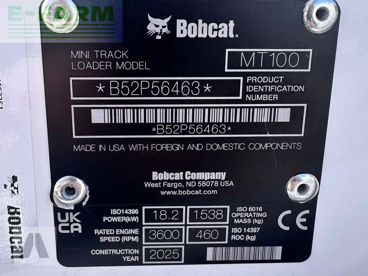 2025 Bobcat MT100 Mini Excavator 2025 Bobcat MT100 Mini Excavator