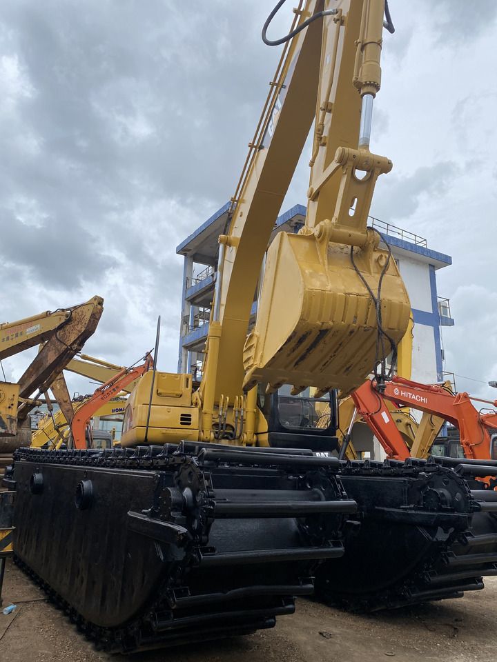 2017 Caterpillar 320C amphibious excavator, front three-quarter view