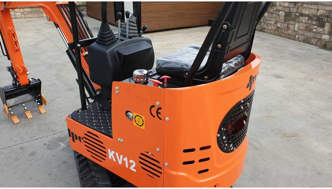 2026 JPC KV12 mini excavator, front three-quarter view