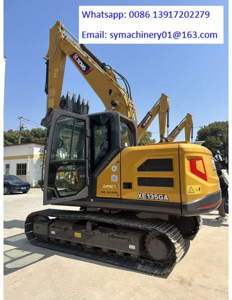 2026 XCMG XE135GA Crawler Excavator with its yellow counterweight and visible XE135GA model markings on the side.