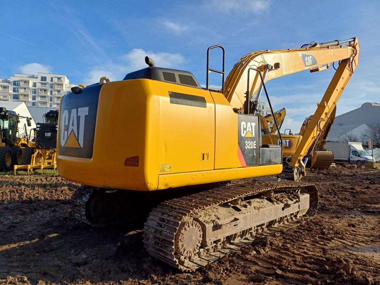 2012 Caterpillar 320EL crawler excavator, rear three-quarter view