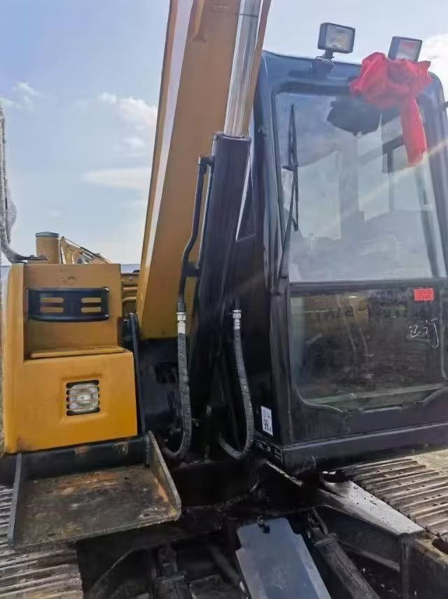 2022 Sany SY75C mini excavator, close-up of cab and boom