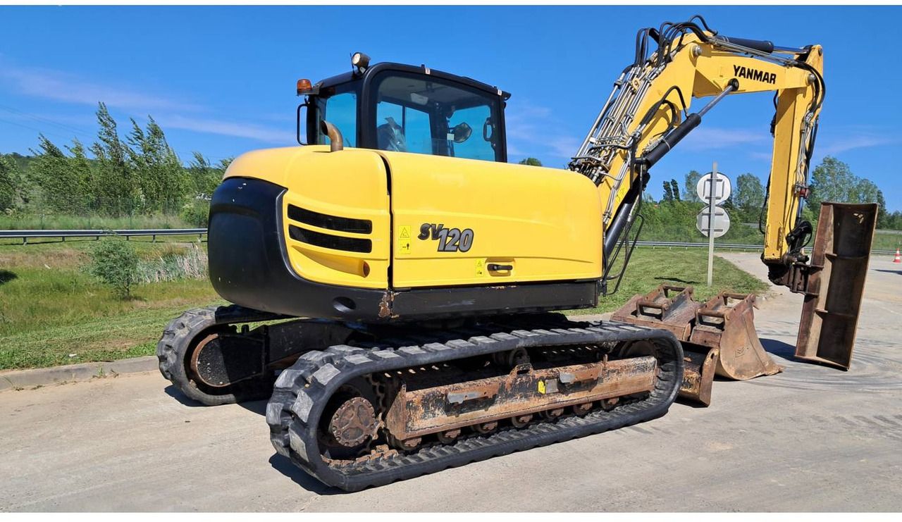 2017 Yanmar SV120 crawler excavator, rear three-quarter view