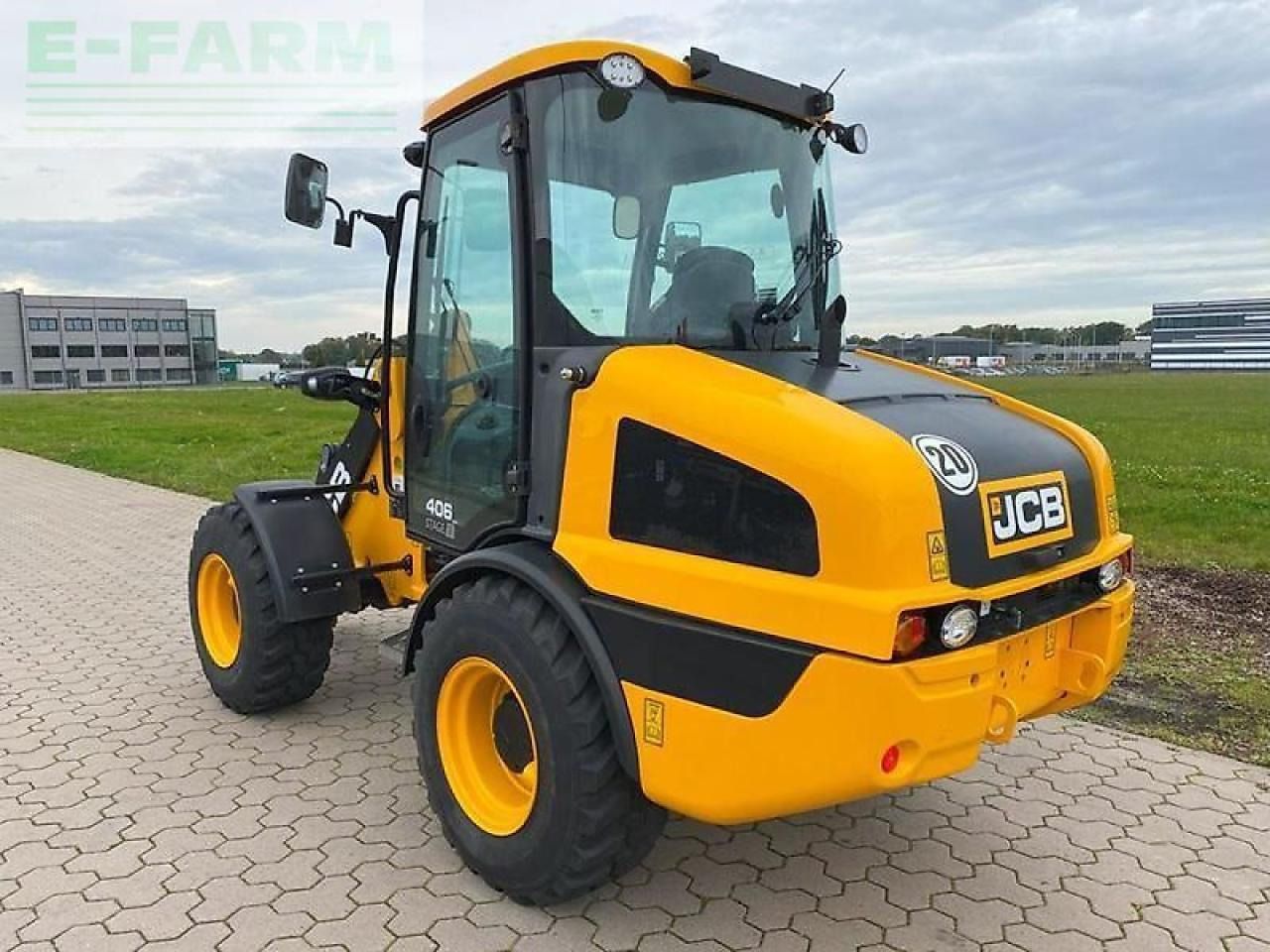 2021 JCB 406 AGRI wheel loader, rear three-quarter view 2021 JCB 406 AGRI wheel loader, rear three-quarter view