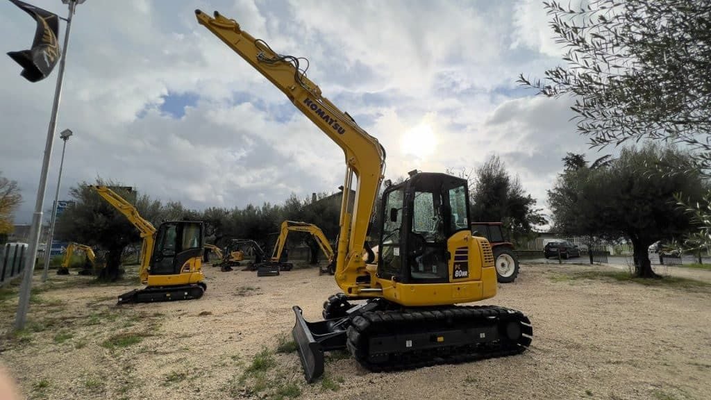 2022 Komatsu PC80MR-5 mini excavator, side profile view