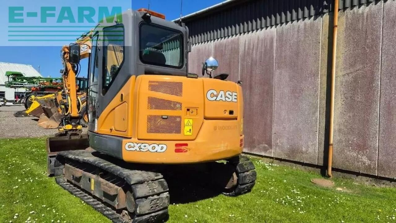 2019 CASE CX 90D mini excavator, rear three-quarter view