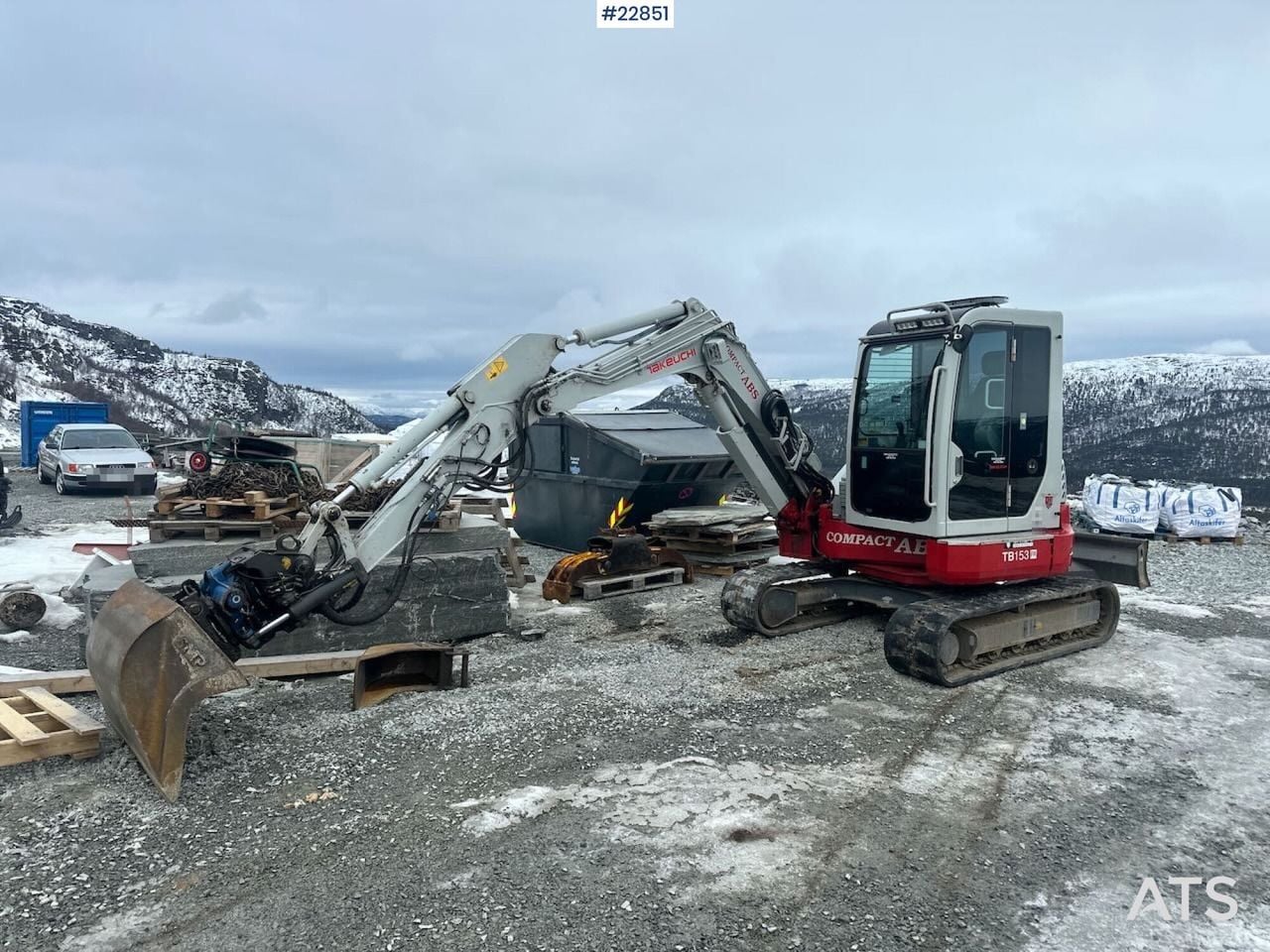 2017 Takeuchi TB153FR mini excavator side view