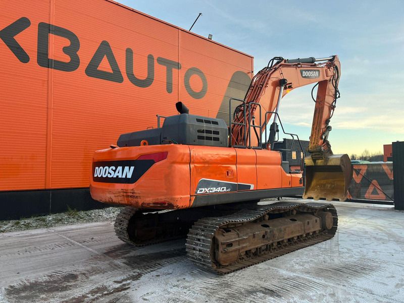 2017 Doosan DX340LC crawler excavator rear three-quarter view