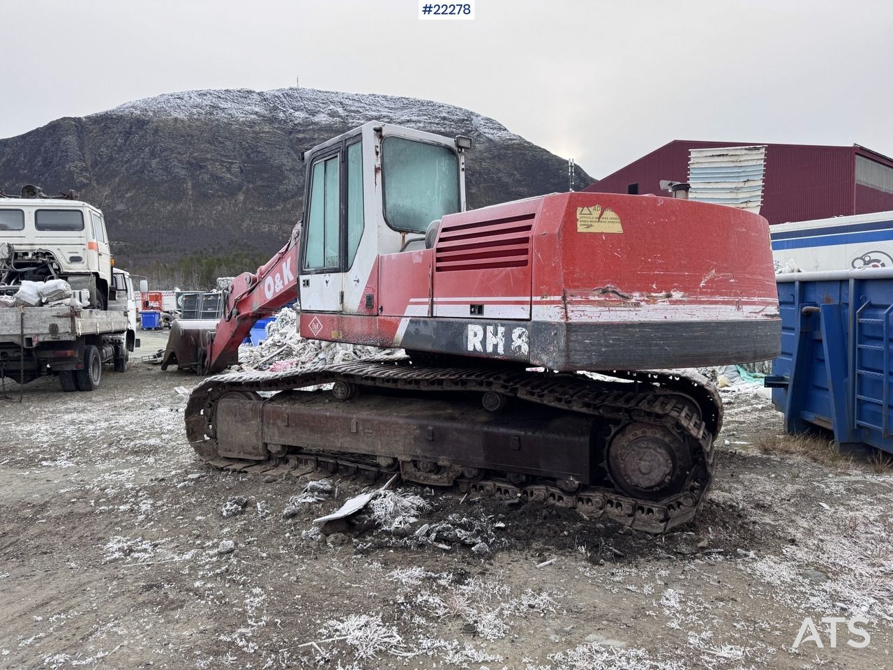 1998 O&K RH8 crawler excavator, rear three-quarter view