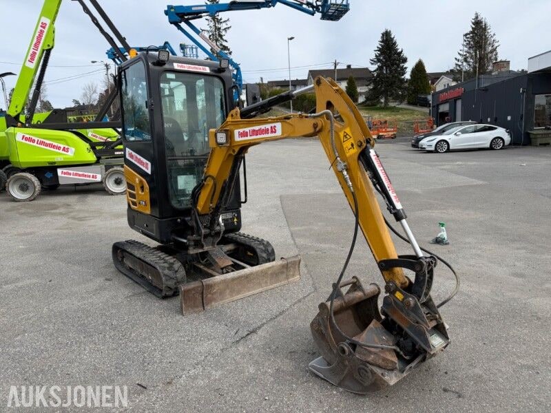2022 Sany SY18C mini excavator, front three-quarter view