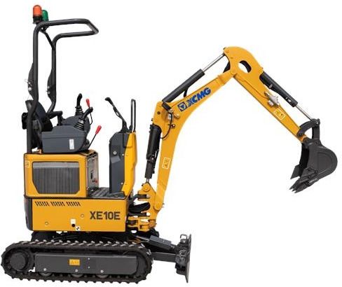 XCMG XE10E mini excavator, side view