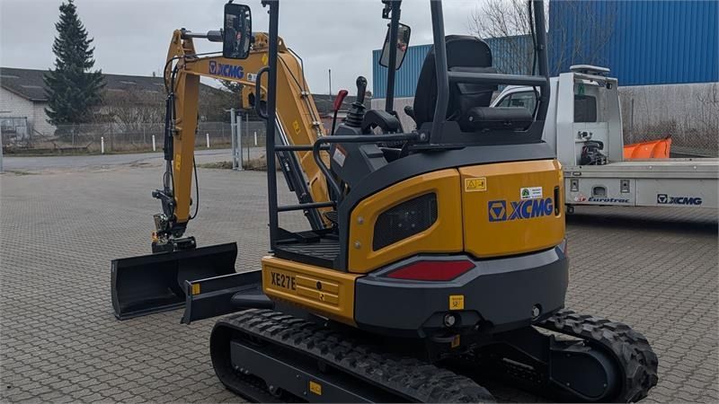XCMG XE27E mini excavator, rear three-quarter view