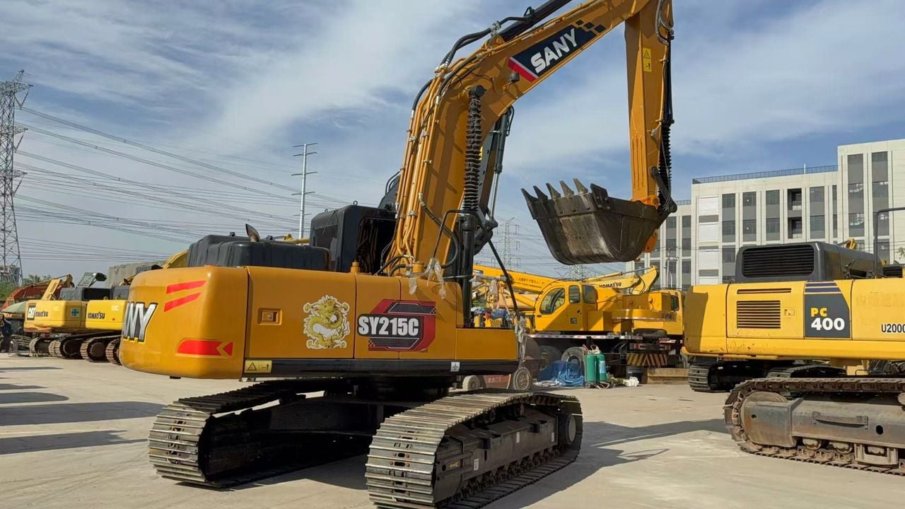 2018 Sany SY215C crawler excavator, rear three-quarter view