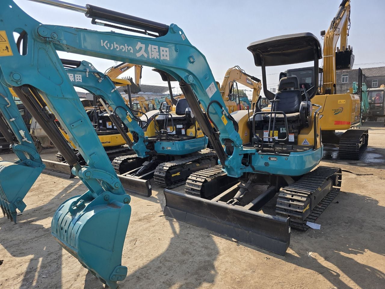 2024 Kubota U35 mini excavator, front three-quarter view