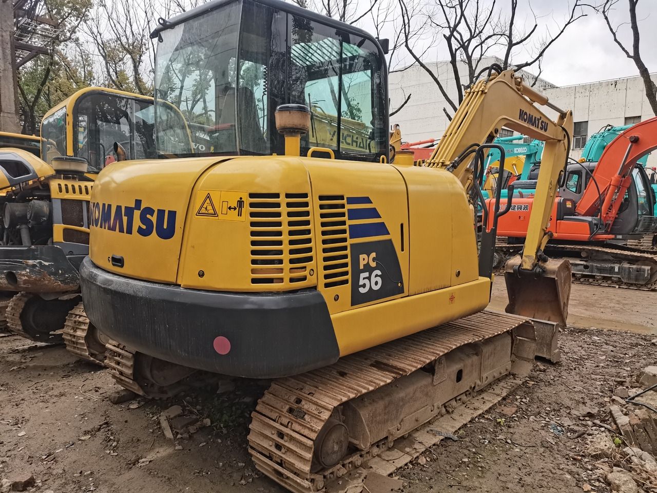 2012 Komatsu PC56-7 mini excavator, rear three-quarter view
