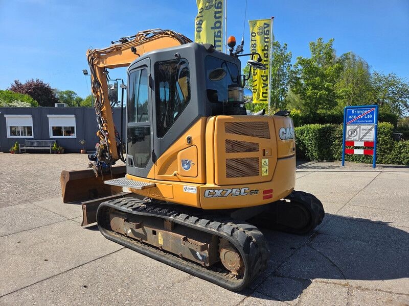 2017 CASE CX75C SR mini excavator, rear three-quarter view