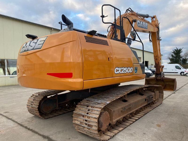 2017 CASE CX250D crawler excavator, rear three-quarter view
