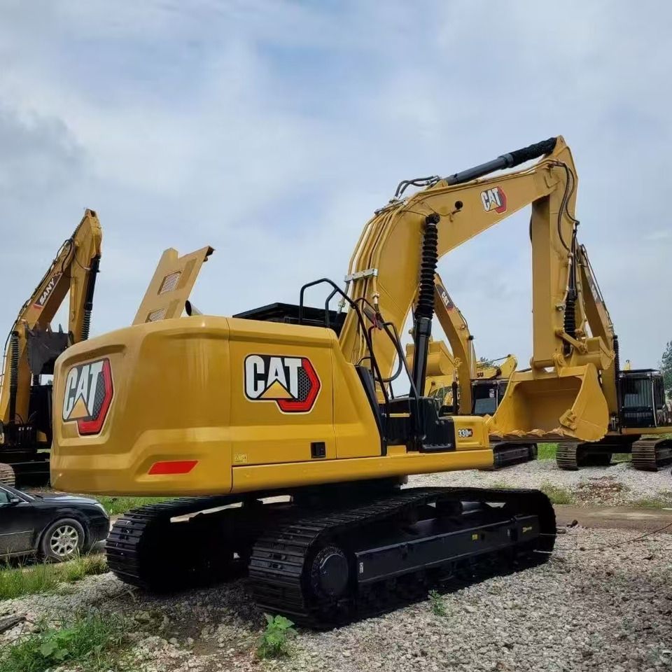 2017 Caterpillar 330GC crawler excavator, rear three-quarter view