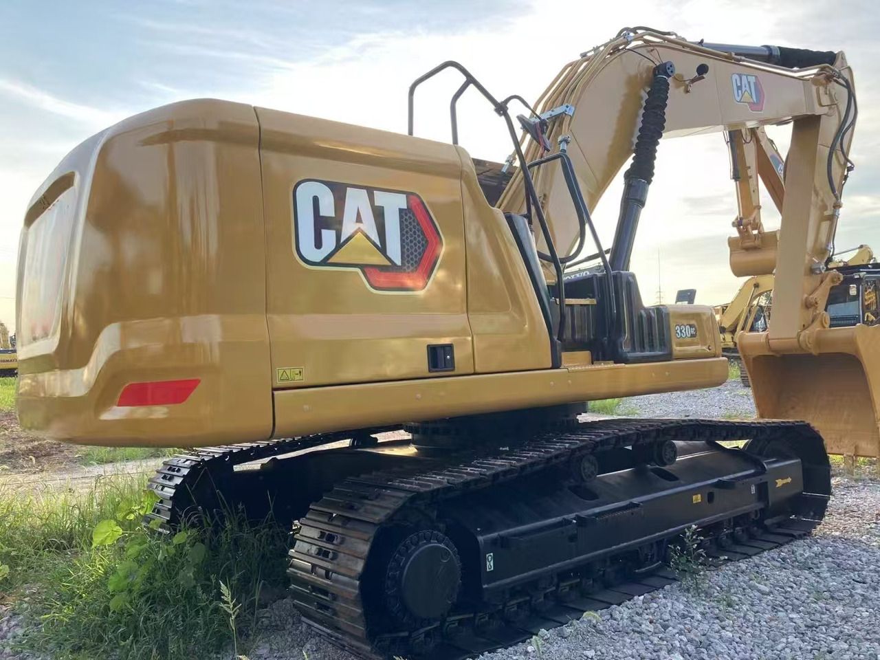 2017 Caterpillar 330GC crawler excavator, rear three-quarter view