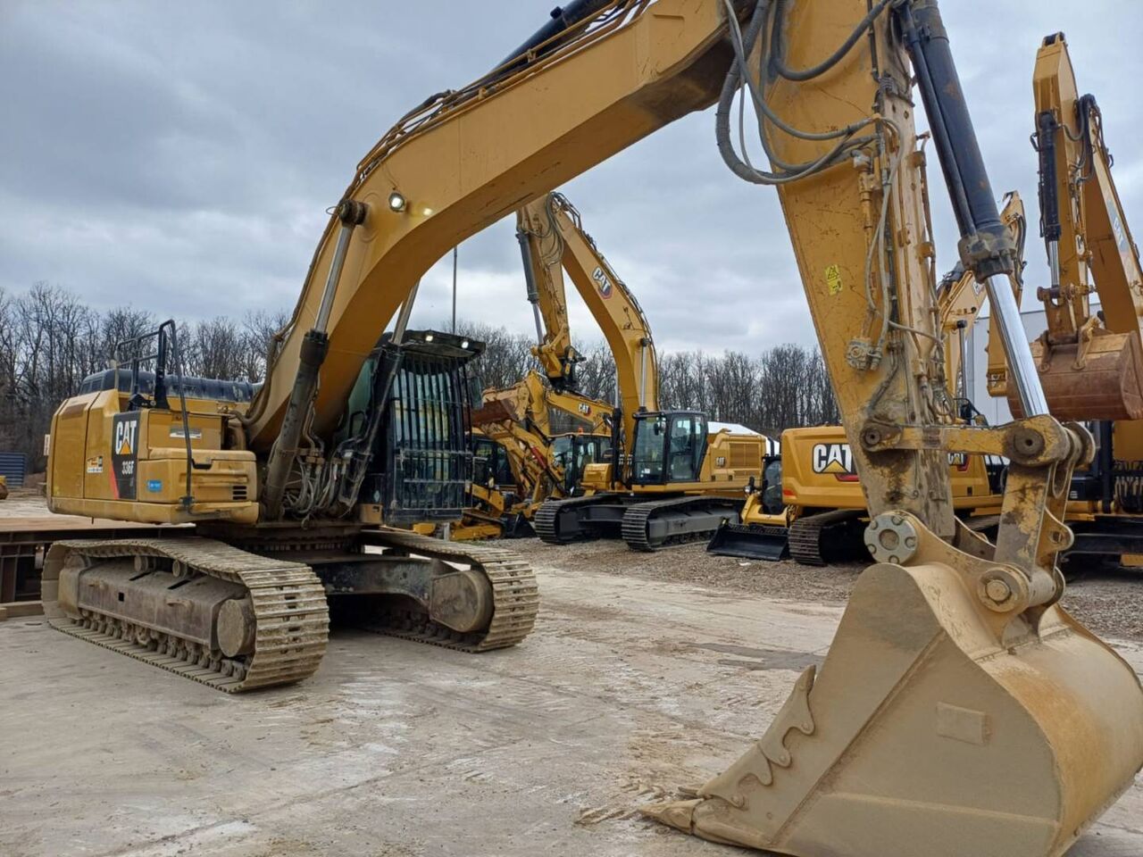 2017 Caterpillar 336FLN crawler excavator, front three-quarter view