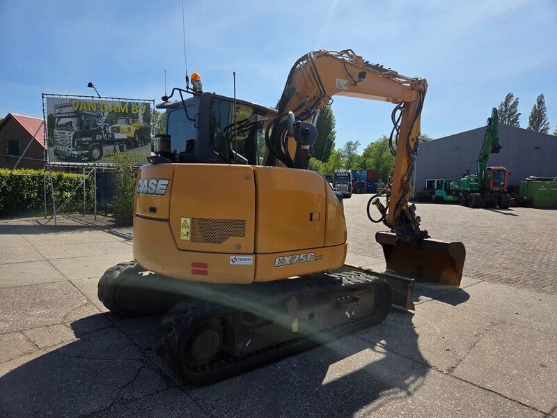 2017 CASE CX75C SR mini excavator, rear three-quarter view