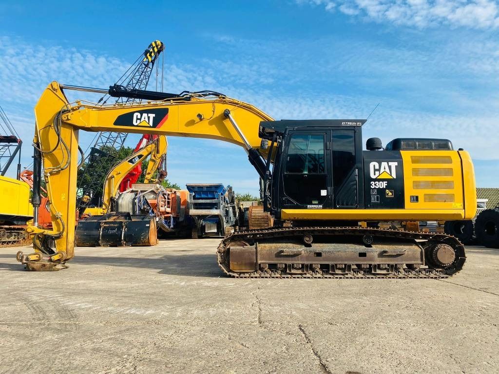 2017 Caterpillar 330FLN crawler excavator, side view