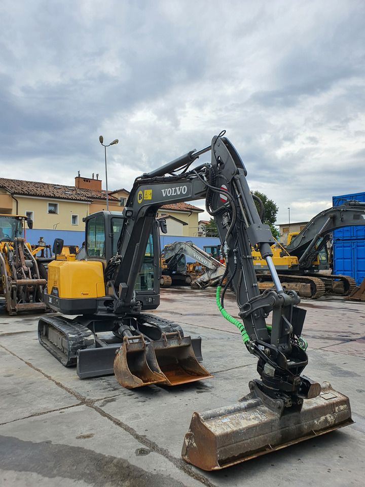 2021 Volvo EC60E mini excavator, front three-quarter view