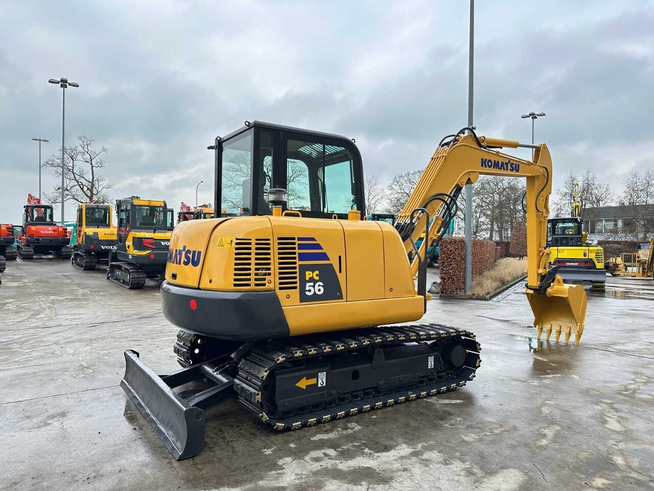 2015 Komatsu PC56-7 mini excavator, rear three-quarter view