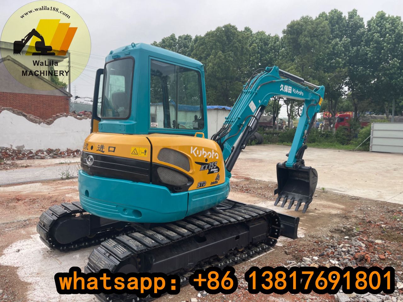 2022 Kubota KX155 mini excavator, rear three-quarter view