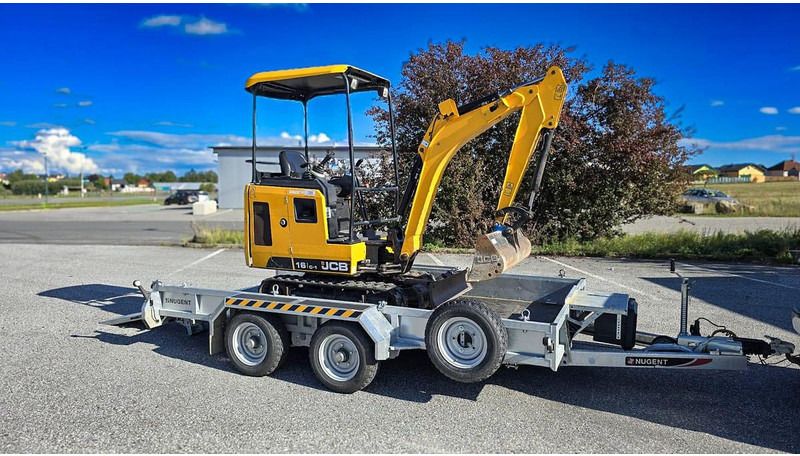 2021 JCB 16C-1 mini excavator on trailer, side view