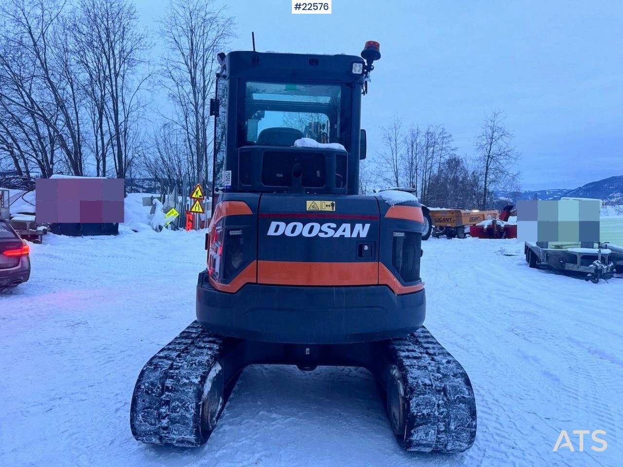 2022 Doosan DX50Z-7 mini excavator, rear view