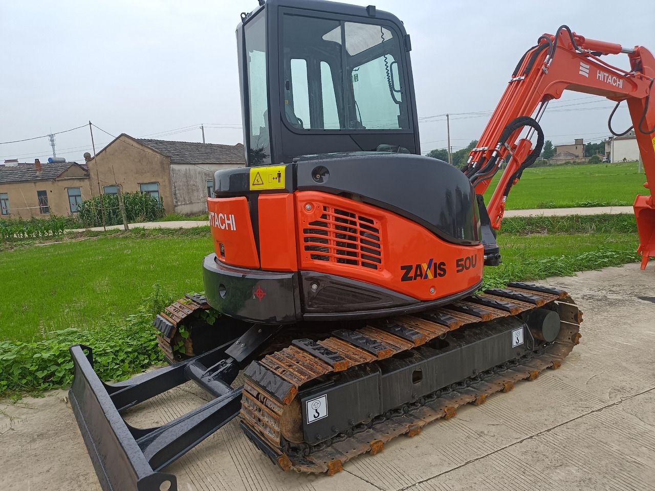 2020 Hitachi Zaxis 50U mini excavator, rear three-quarter view