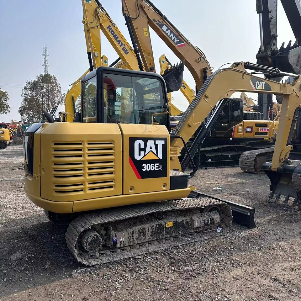 2021 Caterpillar 306E2 mini excavator, rear three-quarter view