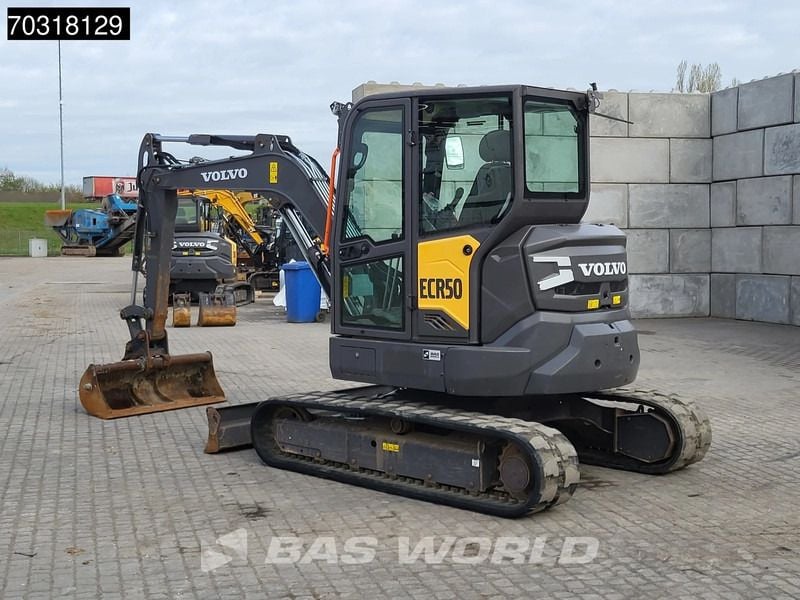2021 Volvo ECR50F mini excavator, rear three-quarter view