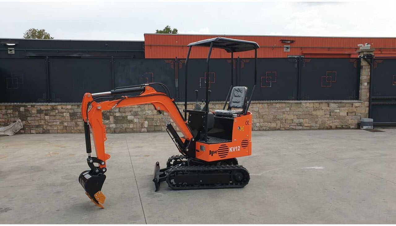 2026 JPC KV12 mini excavator, front three-quarter view