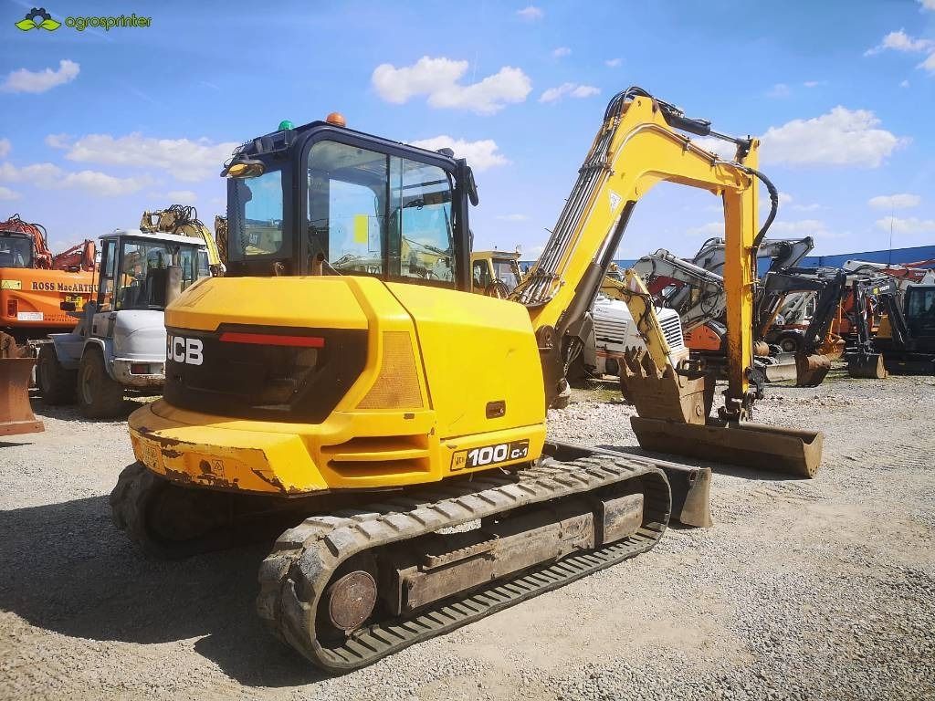 2016 JCB 100C-1 mini excavator, rear three-quarter view