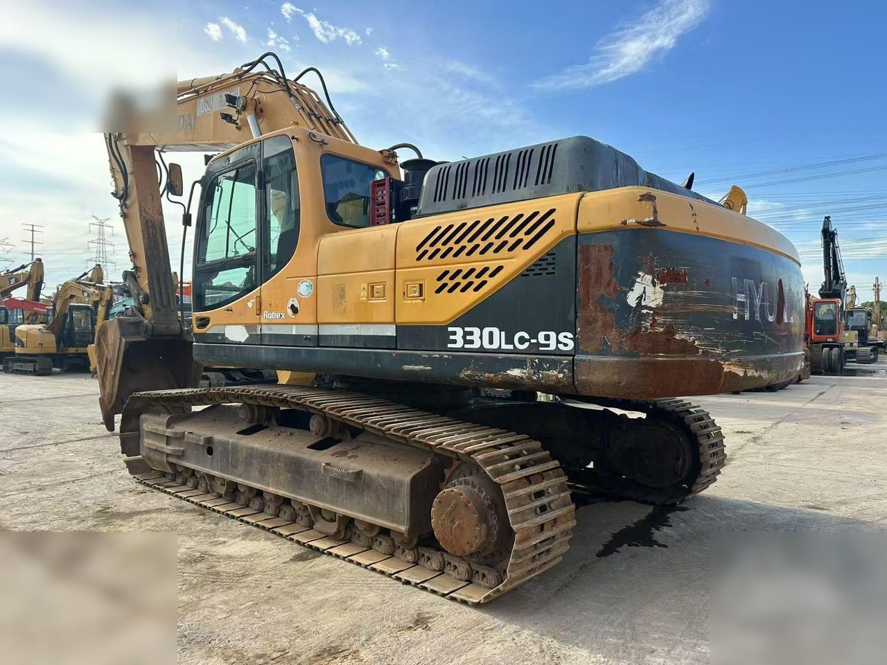 2019 Hyundai 330LC-9S crawler excavator, rear three-quarter view
