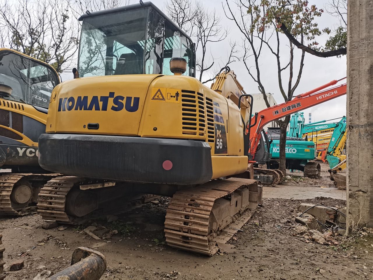 2012 Komatsu PC56-7 mini excavator, rear three-quarter view