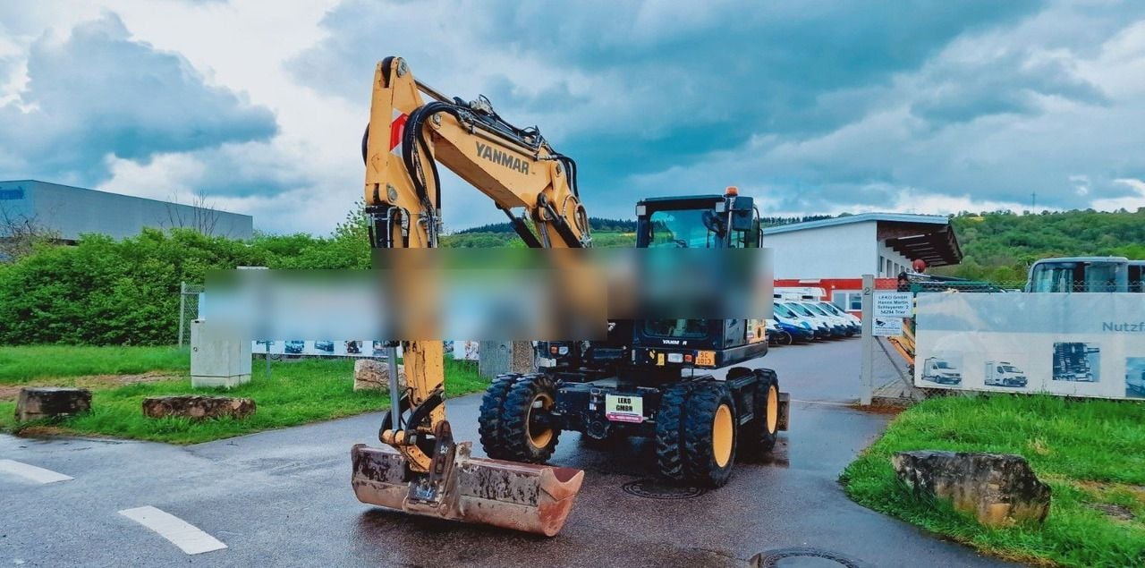 2020 Yanmar B95W wheel excavator, front three-quarter view
