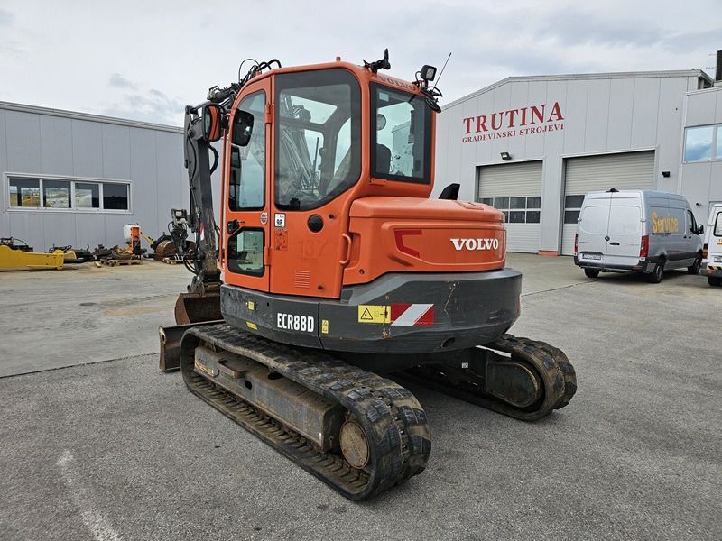 2017 Volvo ECR88D mini excavator, rear three-quarter view